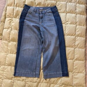 a.n.a Blue Flare Wide Leg Jeans with Two-Tone Design